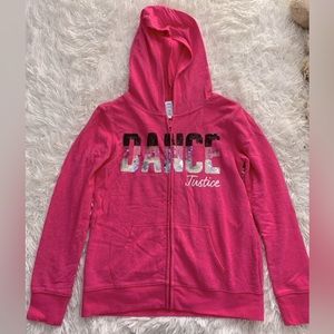 Justice - Pink “DANCE” Pullover. Like New!!